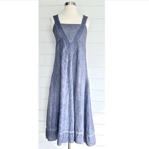 INIZIO 100% Linen Sleeveless Midi Dress Made in Italy - S